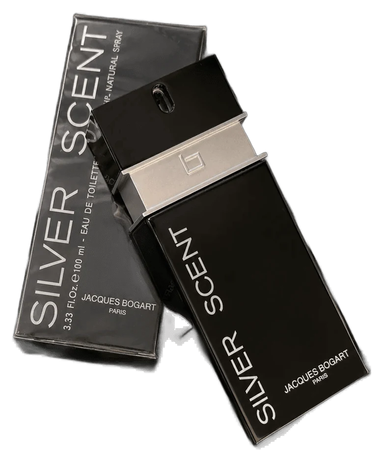 Frasco e embalagem de Silver Scent no acervo da Cavanyt